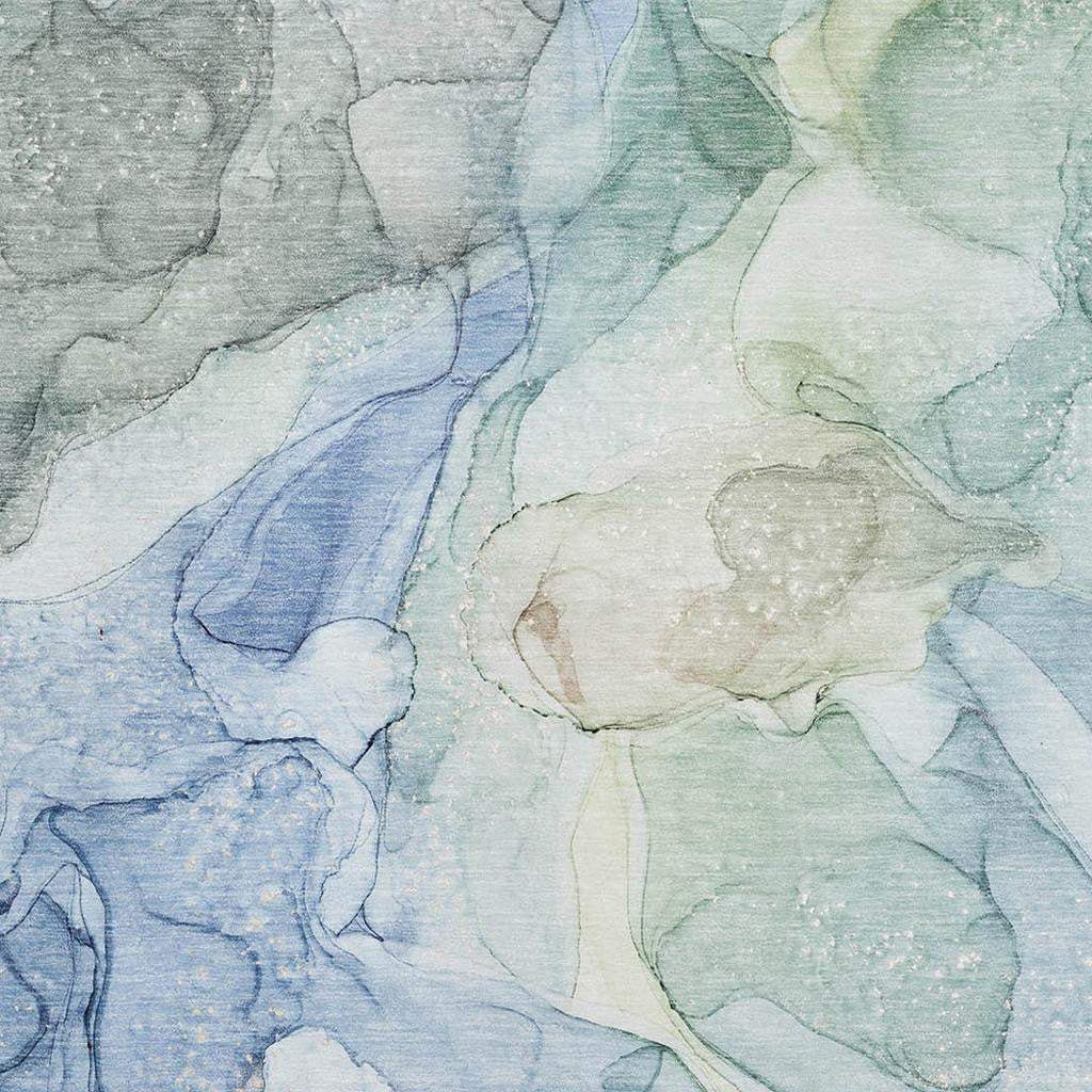 9' X 12' Blue And Ivory Abstract Washable Area Rug With UV Protection - HomeRoots - Flyclothing LLC