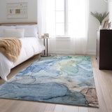 10' X 14' Blue And Ivory Abstract Washable Area Rug With UV Protection - HomeRoots - Flyclothing LLC