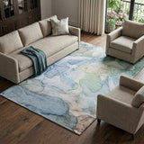 10' X 14' Blue And Ivory Abstract Washable Area Rug With UV Protection - HomeRoots - Flyclothing LLC