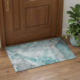 3' X 5' Teal And Ivory Abstract Washable Area Rug With UV Protection - HomeRoots - Flyclothing LLC
