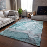 3' X 5' Teal And Ivory Abstract Washable Area Rug With UV Protection - HomeRoots - Flyclothing LLC