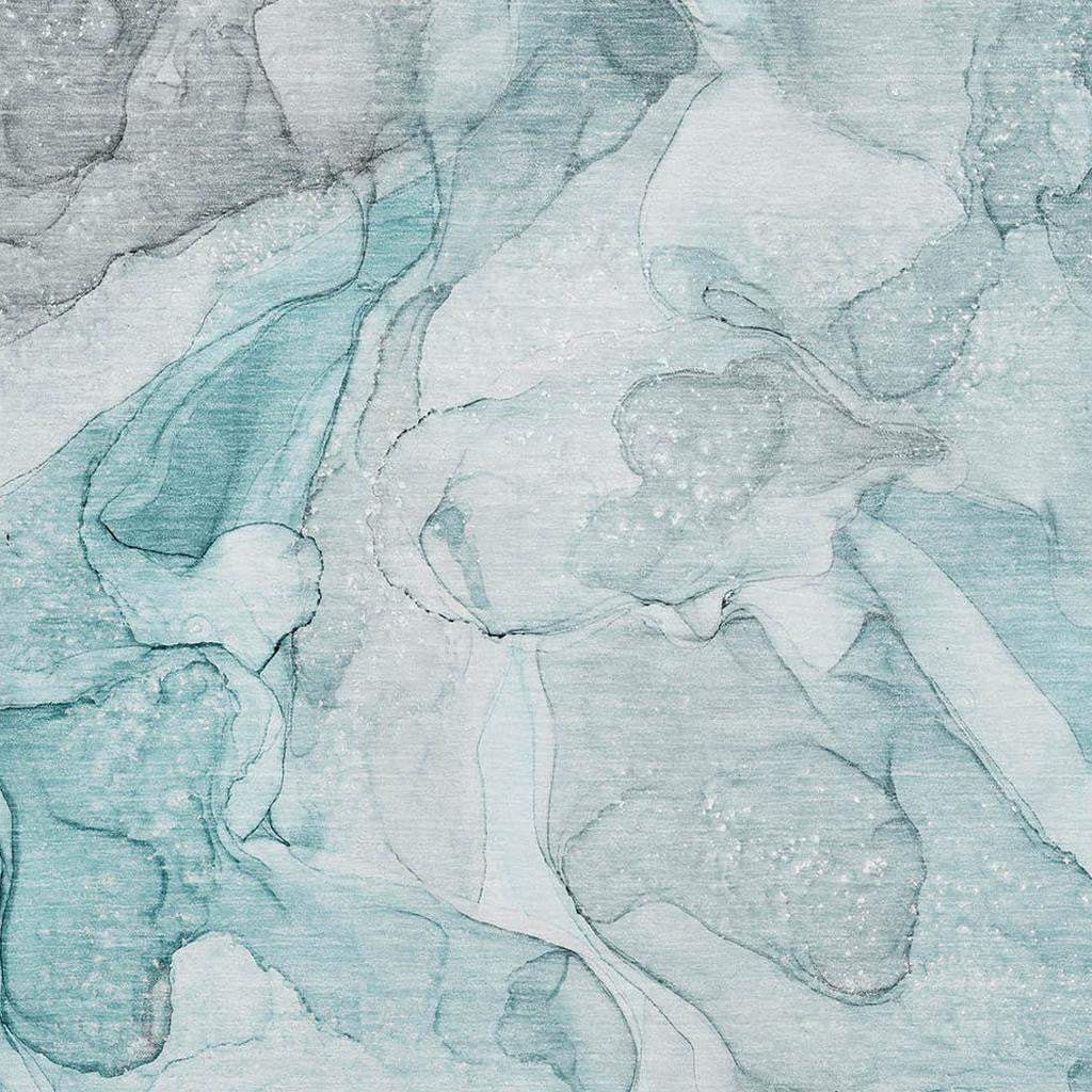 3' X 5' Teal And Ivory Abstract Washable Area Rug With UV Protection - HomeRoots - Flyclothing LLC