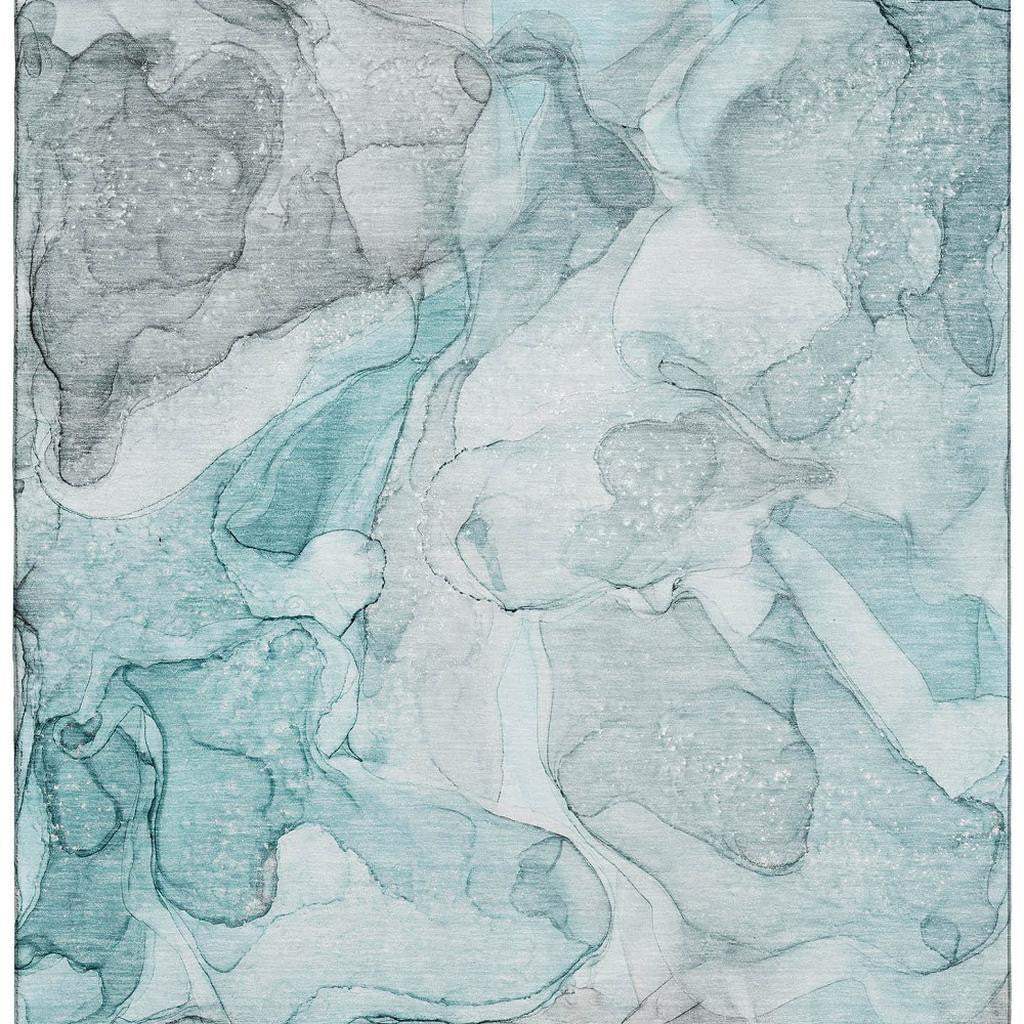 3' X 5' Teal And Ivory Abstract Washable Area Rug With UV Protection - HomeRoots - Flyclothing LLC