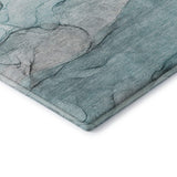 8' Teal And Ivory Abstract Washable Round Rug With UV Protection - HomeRoots - Flyclothing LLC