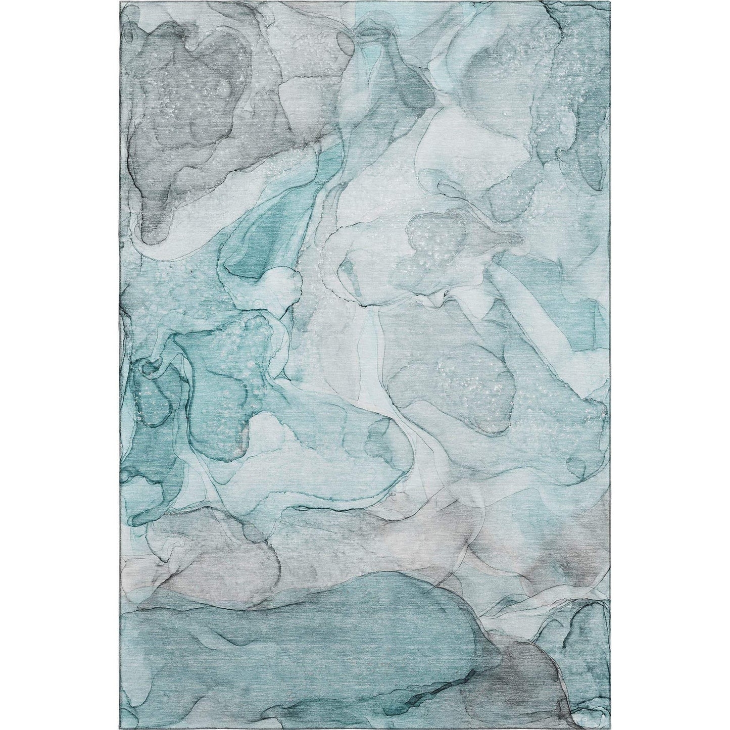 9' X 12' Teal And Ivory Abstract Washable Area Rug With UV Protection - HomeRoots - Flyclothing LLC