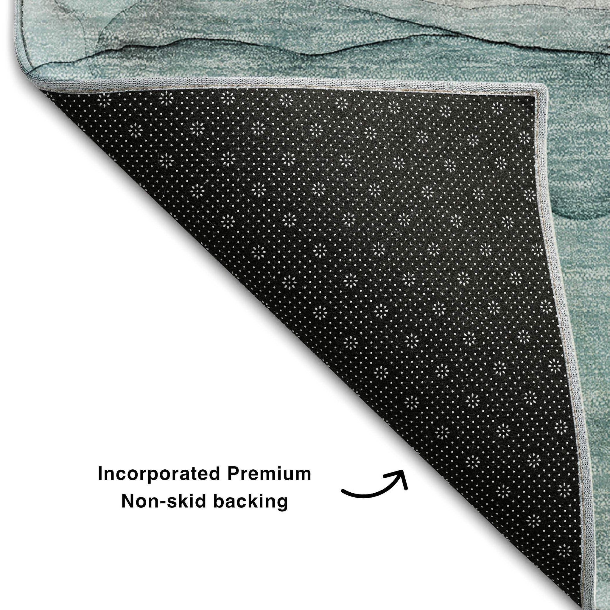 9' X 12' Teal And Ivory Abstract Washable Area Rug With UV Protection - HomeRoots - Flyclothing LLC
