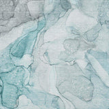 9' X 12' Teal And Ivory Abstract Washable Area Rug With UV Protection - HomeRoots - Flyclothing LLC