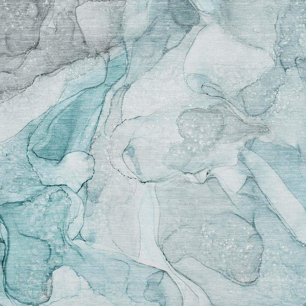 9' X 12' Teal And Ivory Abstract Washable Area Rug With UV Protection - HomeRoots - Flyclothing LLC
