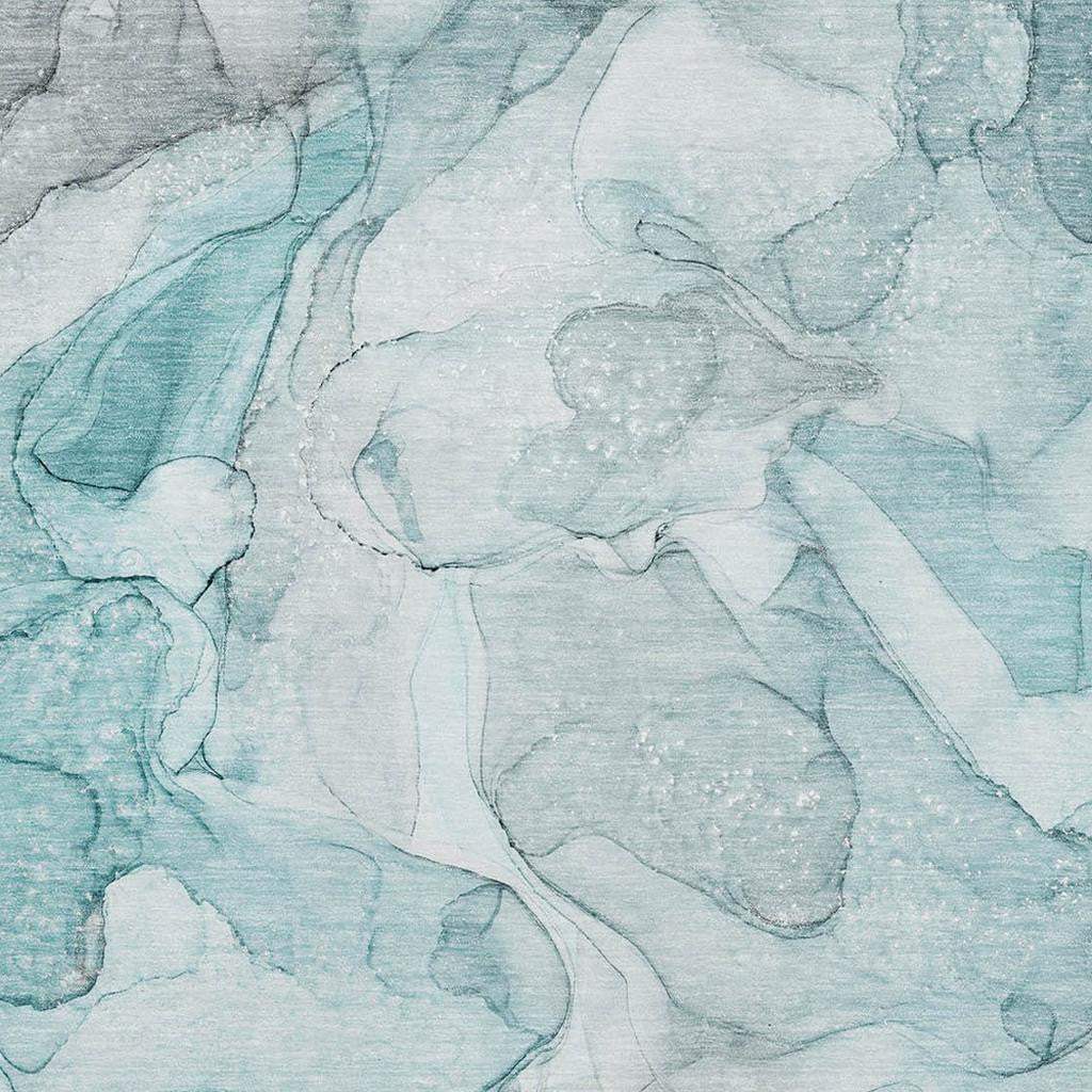 10' X 14' Teal And Ivory Abstract Washable Area Rug With UV Protection - HomeRoots - Flyclothing LLC