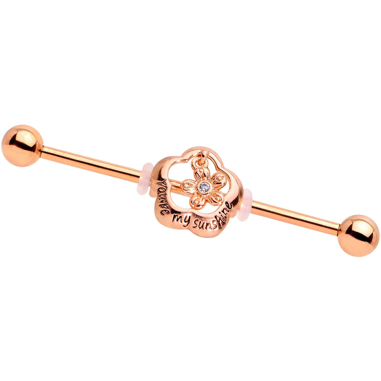 Clear Gem Sunshine Rose Gold Anodized Straight Industrial Barbell 38mm - BodyCandy - Flyclothing LLC