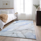 3' X 5' Blue And Ivory Abstract Washable Area Rug With UV Protection - HomeRoots - Flyclothing LLC