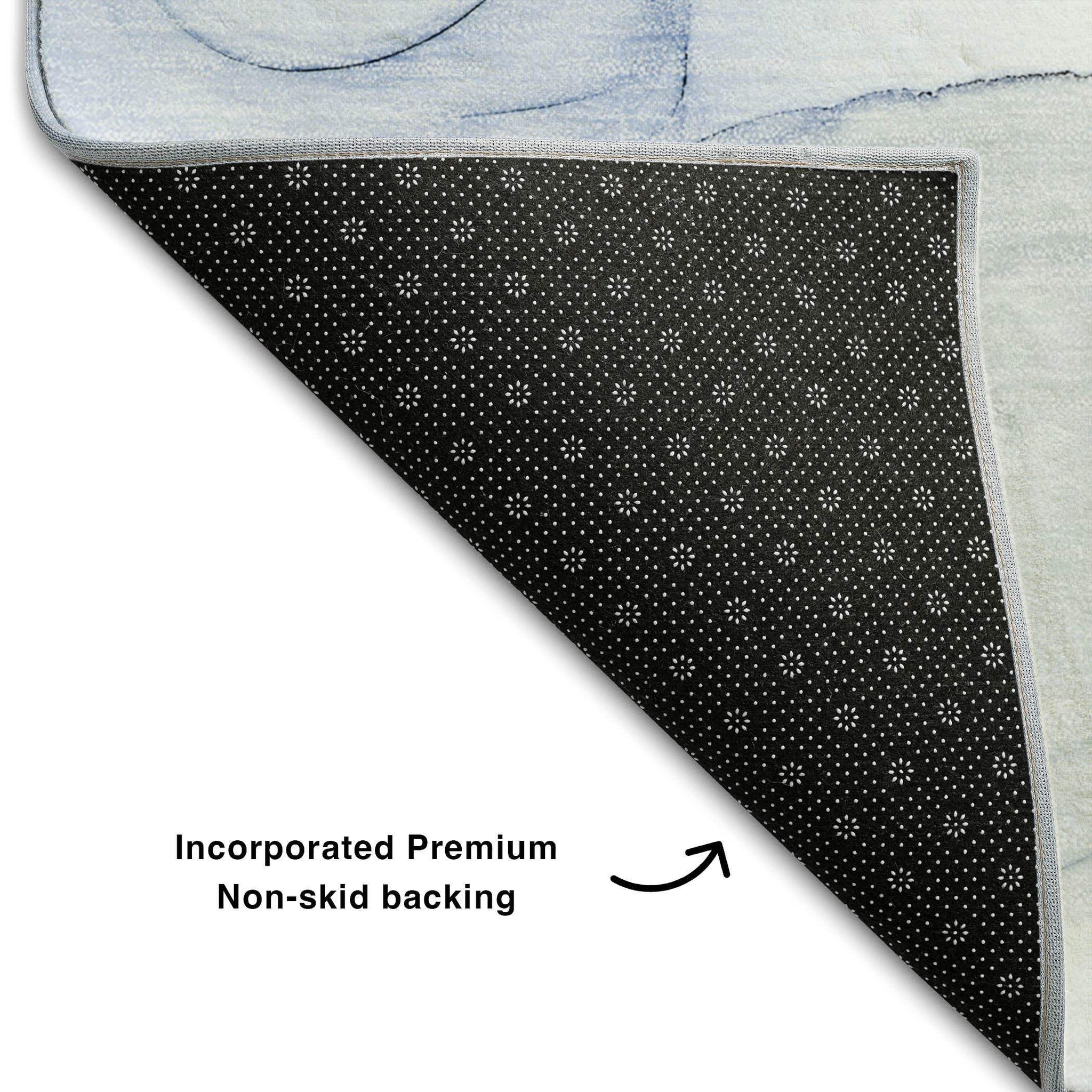 3' X 5' Blue And Ivory Abstract Washable Area Rug With UV Protection - HomeRoots - Flyclothing LLC
