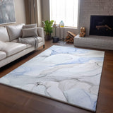 3' X 5' Blue And Ivory Abstract Washable Area Rug With UV Protection - HomeRoots - Flyclothing LLC
