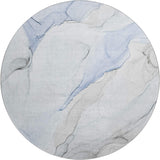 8' Blue And Ivory Abstract Washable Round Rug With UV Protection - HomeRoots - Flyclothing LLC