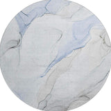 8' Blue And Ivory Abstract Washable Round Rug With UV Protection - HomeRoots - Flyclothing LLC