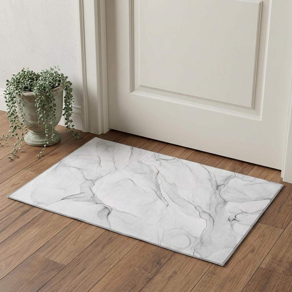 3' X 5' Gray And Ivory Abstract Washable Area Rug With UV Protection - HomeRoots - Flyclothing LLC