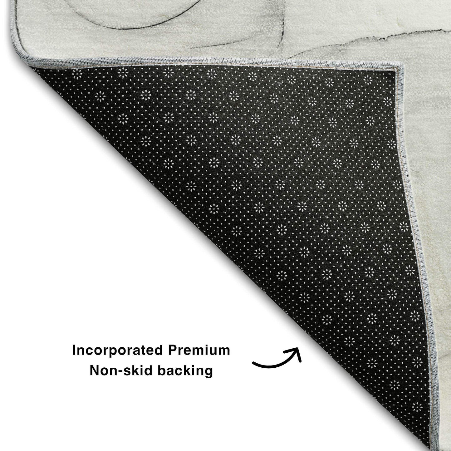 8' Gray And Ivory Abstract Washable Round Rug With UV Protection - HomeRoots - Flyclothing LLC