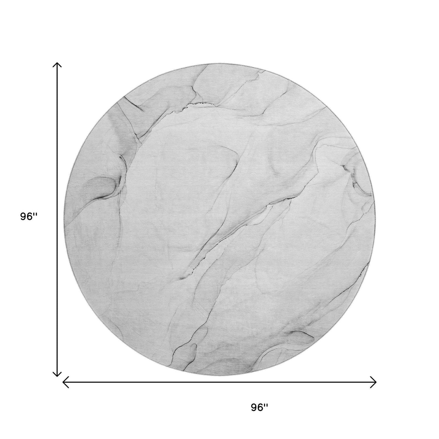 8' Gray And Ivory Abstract Washable Round Rug With UV Protection - HomeRoots - Flyclothing LLC