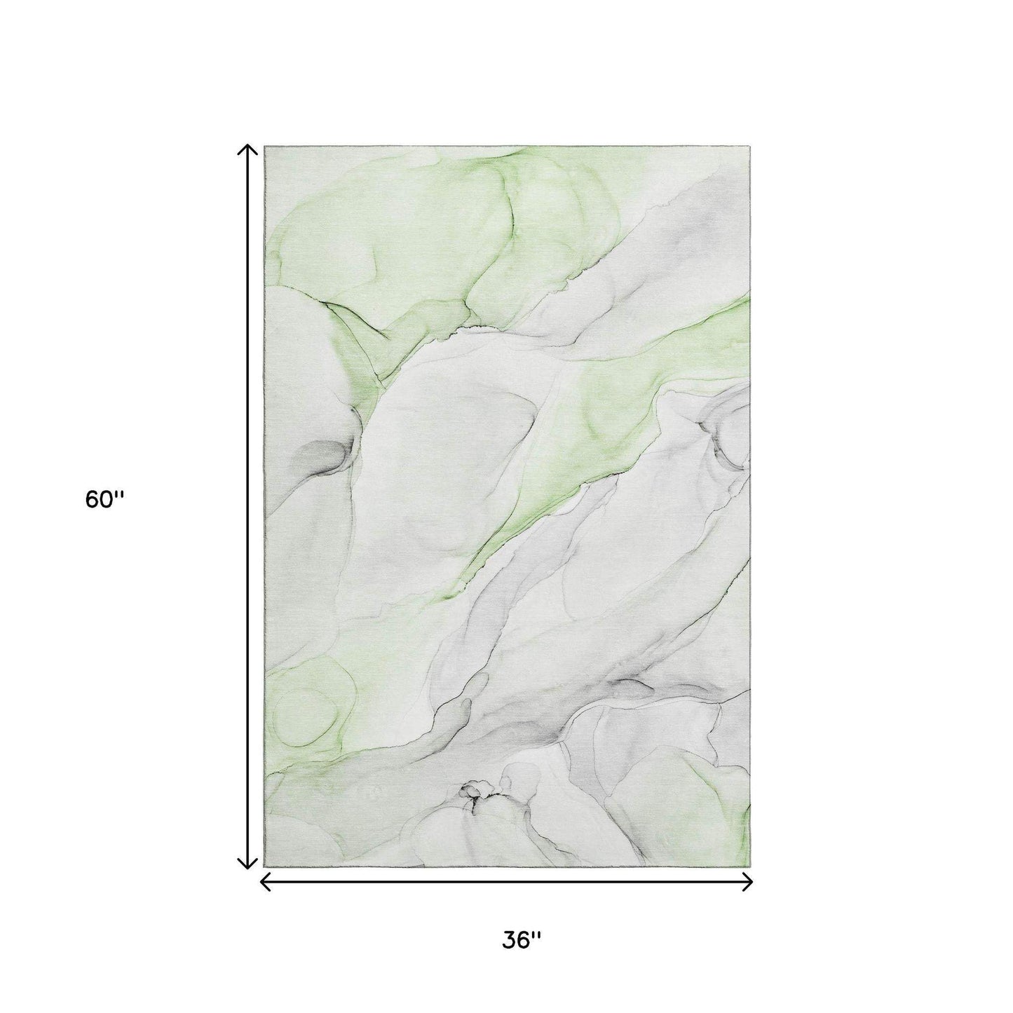 3' X 5' Green And Ivory Abstract Washable Area Rug With UV Protection - HomeRoots - Flyclothing LLC