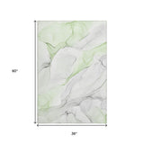 3' X 5' Green And Ivory Abstract Washable Area Rug With UV Protection - HomeRoots - Flyclothing LLC