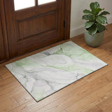 3' X 5' Green And Ivory Abstract Washable Area Rug With UV Protection - HomeRoots - Flyclothing LLC