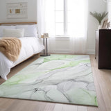 3' X 5' Green And Ivory Abstract Washable Area Rug With UV Protection - HomeRoots - Flyclothing LLC