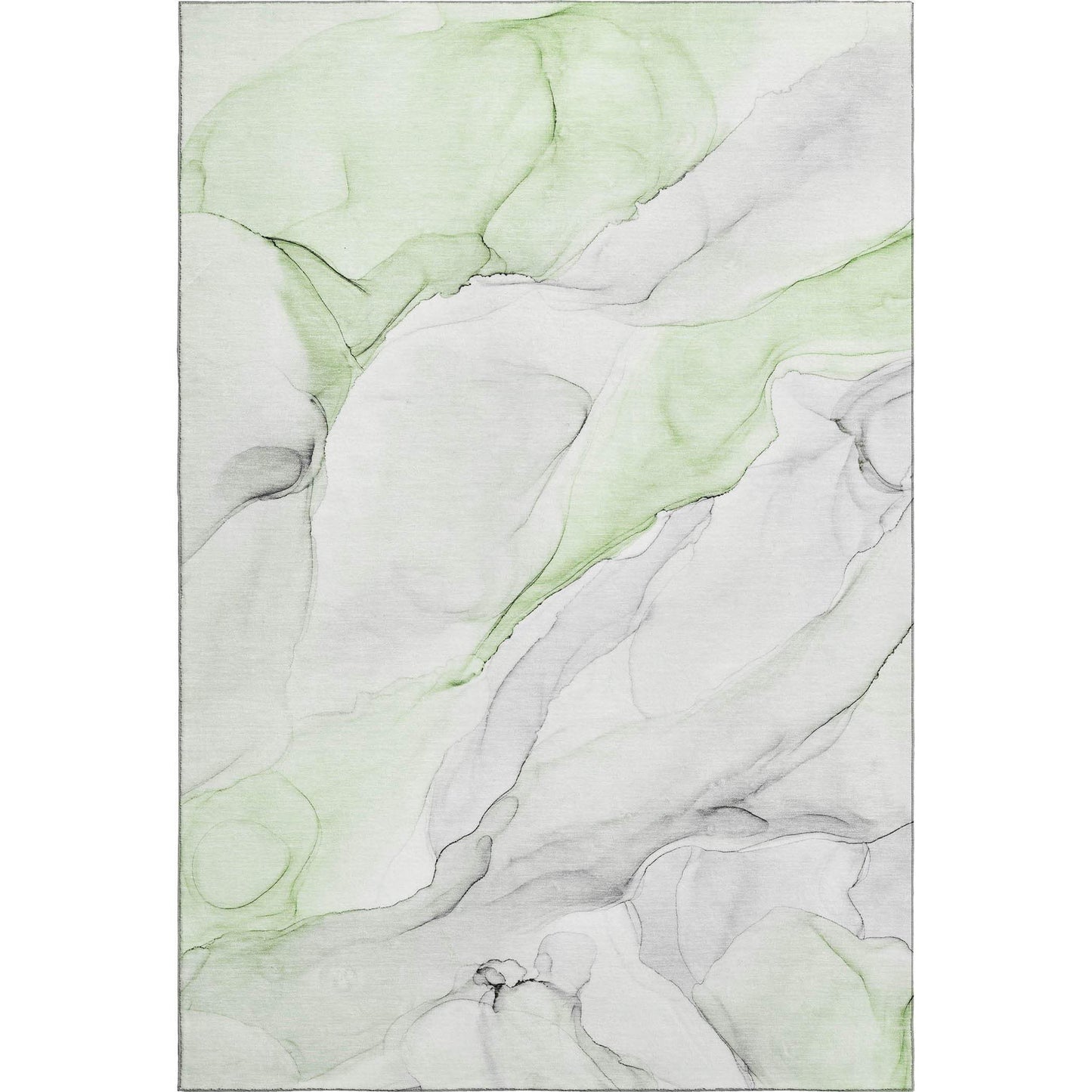 3' X 5' Green And Ivory Abstract Washable Area Rug With UV Protection - HomeRoots - Flyclothing LLC
