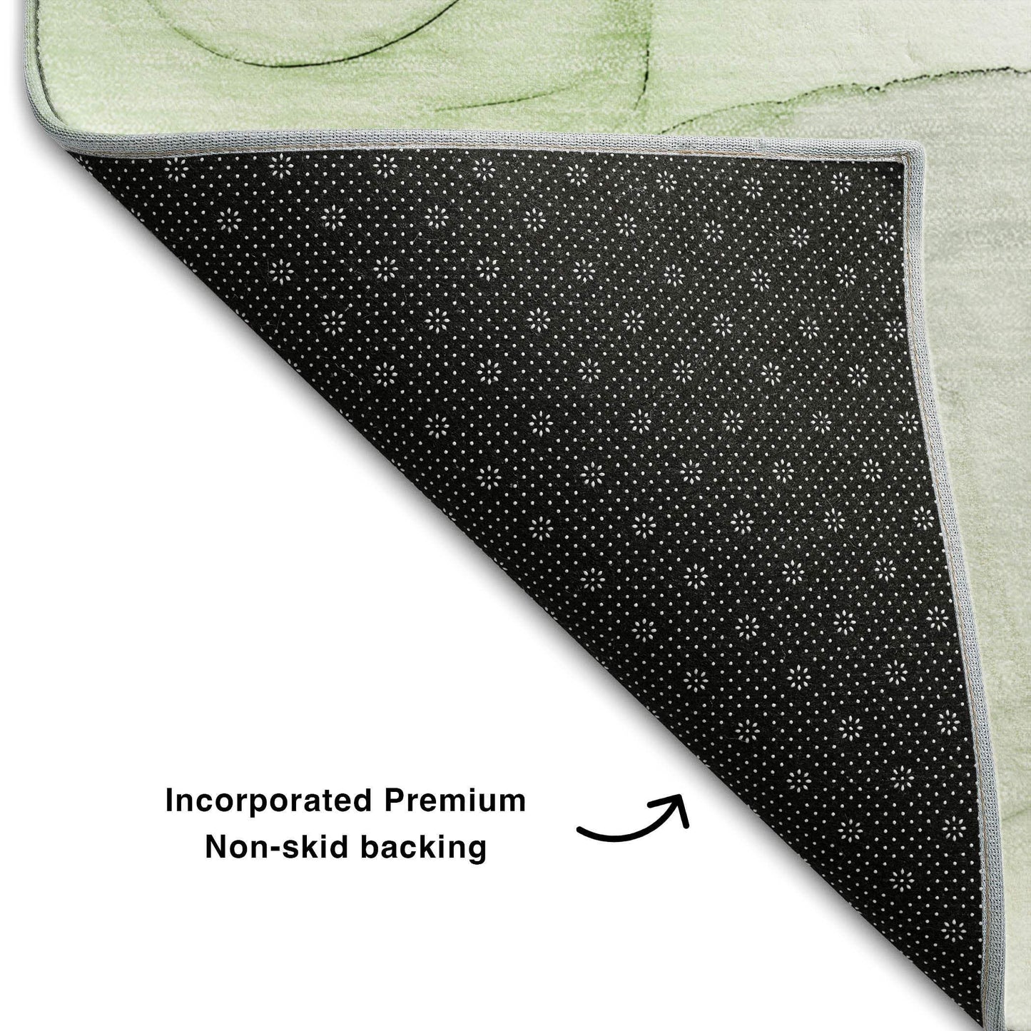 8' Green And Ivory Abstract Washable Round Rug With UV Protection - HomeRoots - Flyclothing LLC