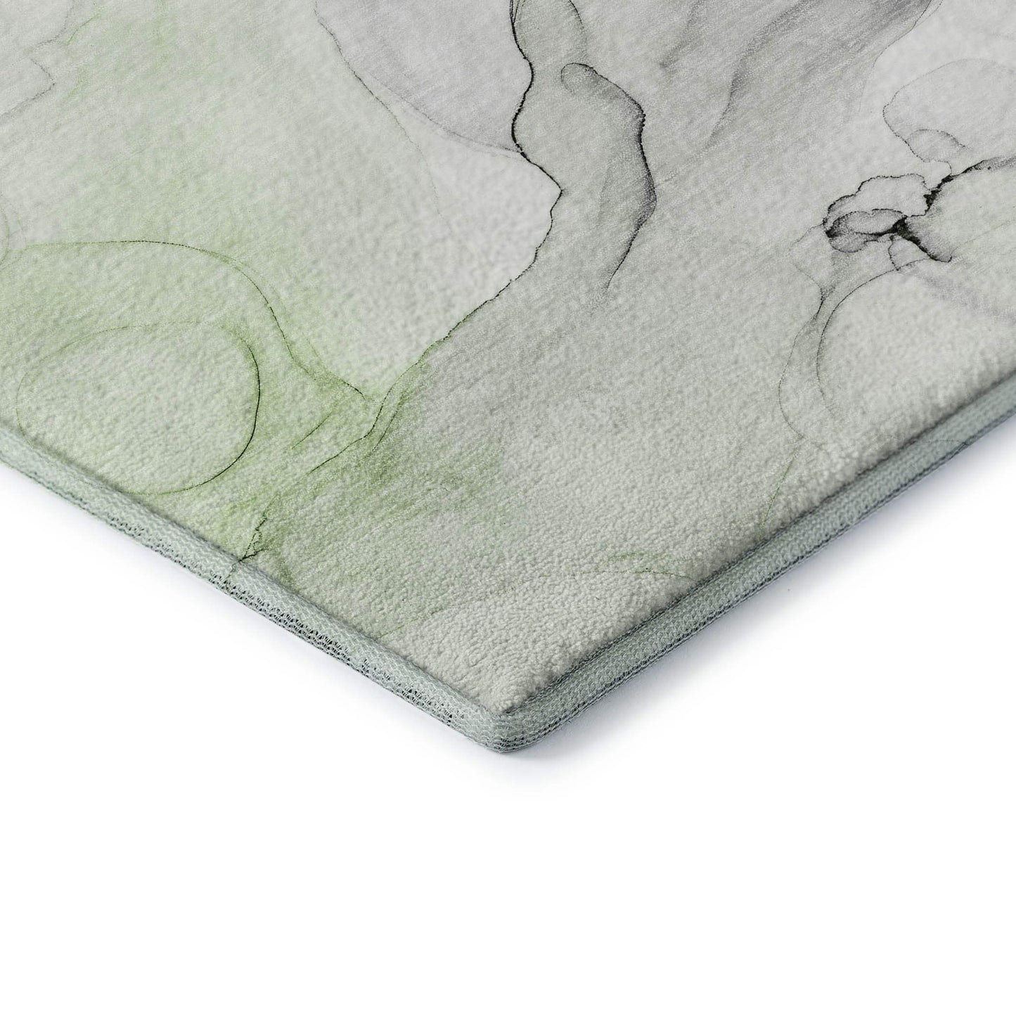 8' Green And Ivory Abstract Washable Round Rug With UV Protection - HomeRoots - Flyclothing LLC