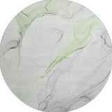 8' Green And Ivory Abstract Washable Round Rug With UV Protection - HomeRoots - Flyclothing LLC