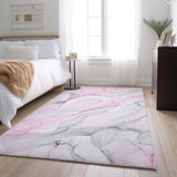 3' X 5' Pink And Ivory Abstract Washable Area Rug With UV Protection - HomeRoots - Flyclothing LLC