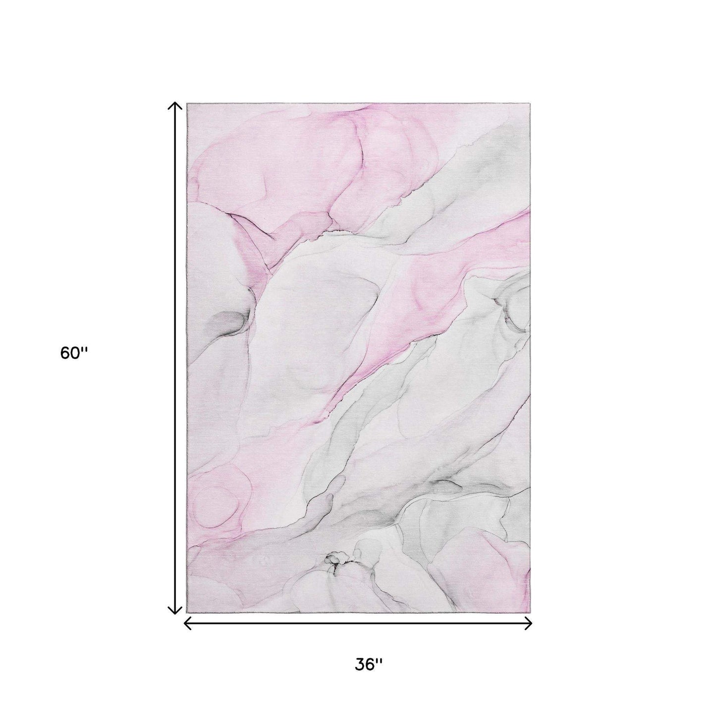 3' X 5' Pink And Ivory Abstract Washable Area Rug With UV Protection - HomeRoots - Flyclothing LLC