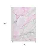 3' X 5' Pink And Ivory Abstract Washable Area Rug With UV Protection - HomeRoots - Flyclothing LLC