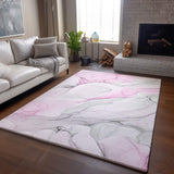3' X 5' Pink And Ivory Abstract Washable Area Rug With UV Protection - HomeRoots - Flyclothing LLC