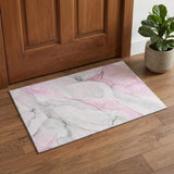 3' X 5' Pink And Ivory Abstract Washable Area Rug With UV Protection - HomeRoots - Flyclothing LLC