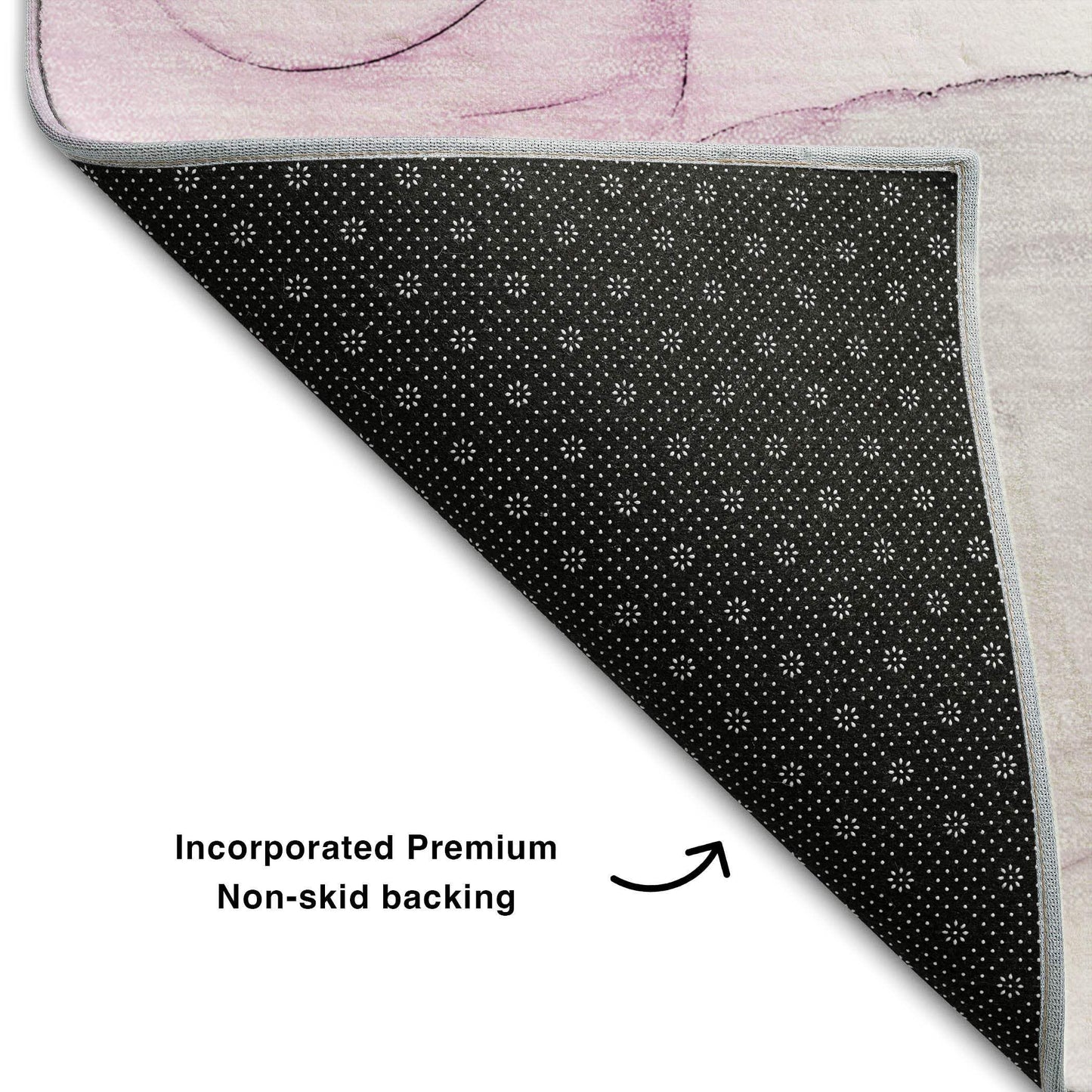 8' Pink And Ivory Abstract Washable Round Rug With UV Protection - HomeRoots - Flyclothing LLC