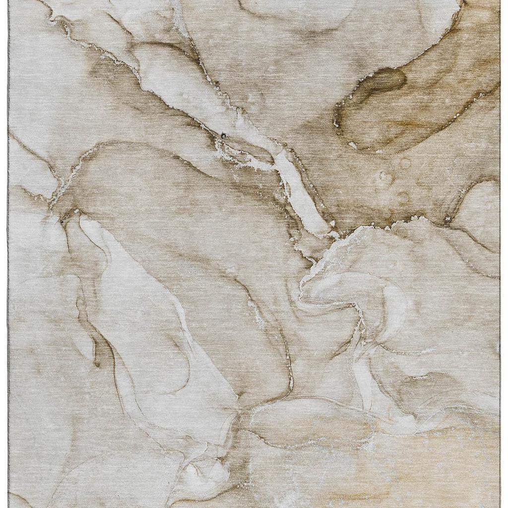 3' X 5' Brown And Ivory Abstract Washable Area Rug With UV Protection - HomeRoots - Flyclothing LLC