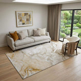 5' X 8' Brown And Ivory Abstract Washable Area Rug With UV Protection - HomeRoots - Flyclothing LLC