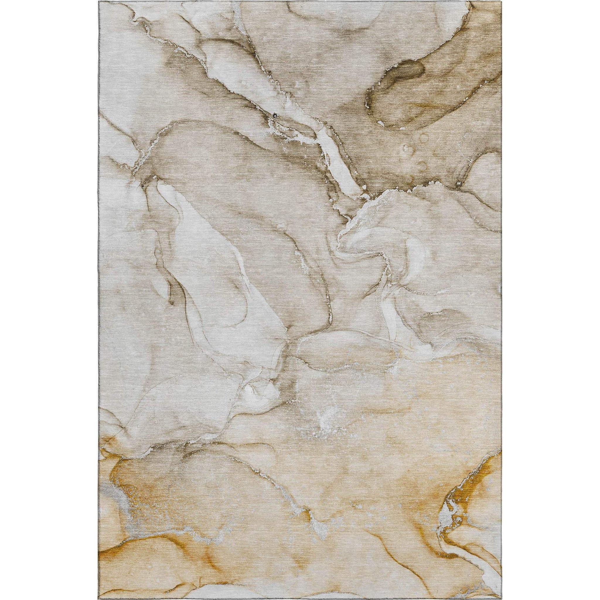 5' X 8' Brown And Ivory Abstract Washable Area Rug With UV Protection - HomeRoots - Flyclothing LLC
