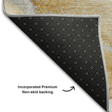 8' Brown And Ivory Abstract Washable Round Rug With UV Protection - HomeRoots - Flyclothing LLC