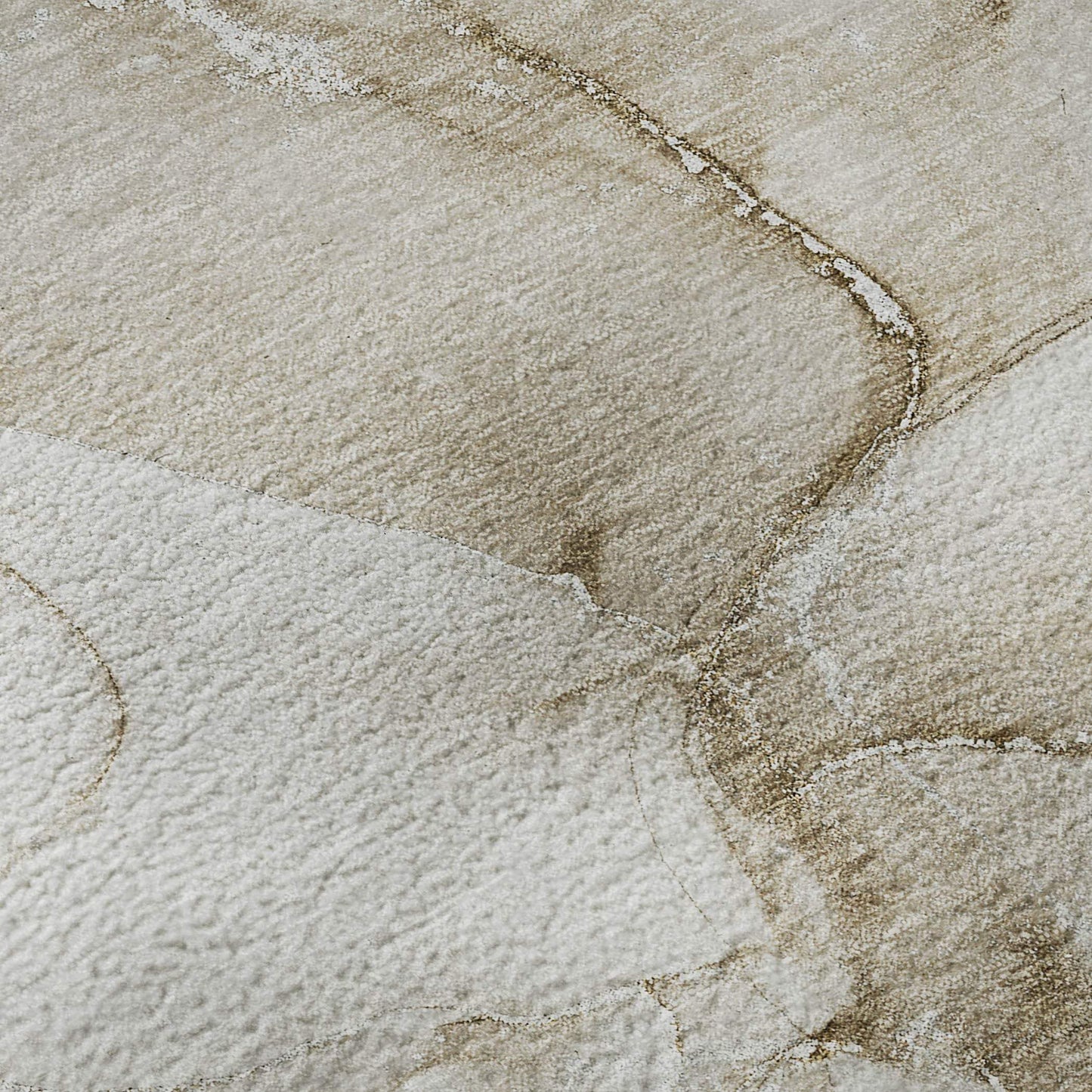 8' Brown And Ivory Abstract Washable Round Rug With UV Protection - HomeRoots - Flyclothing LLC