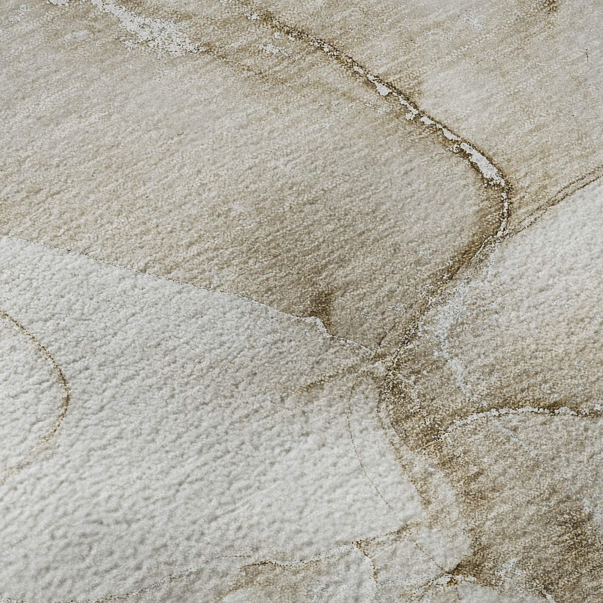 8' Brown And Ivory Abstract Washable Round Rug With UV Protection - HomeRoots - Flyclothing LLC