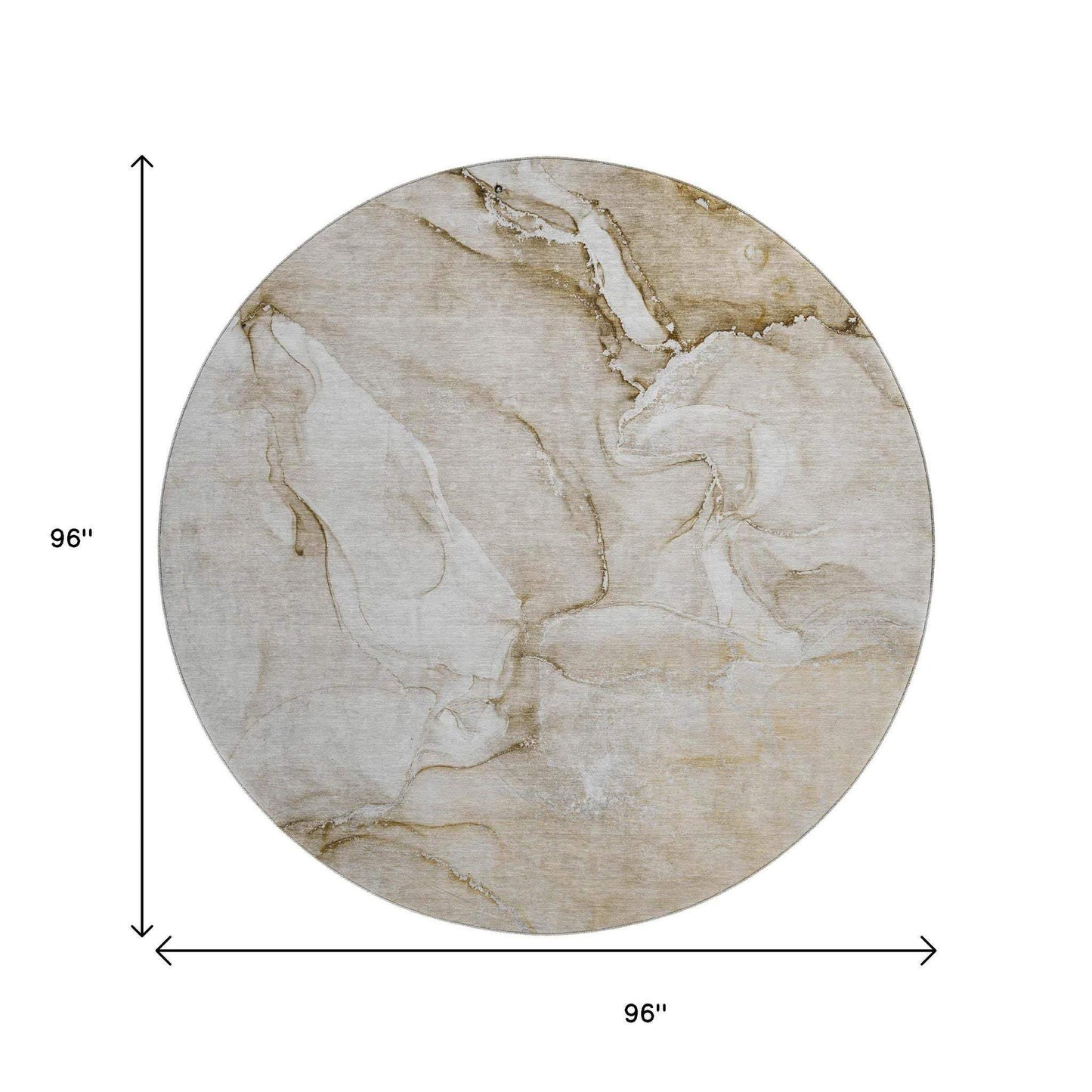 8' Brown And Ivory Abstract Washable Round Rug With UV Protection - HomeRoots - Flyclothing LLC