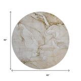 8' Brown And Ivory Abstract Washable Round Rug With UV Protection - HomeRoots - Flyclothing LLC