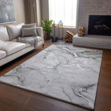 3' X 5' Gray And Ivory Abstract Washable Area Rug With UV Protection - HomeRoots - Flyclothing LLC