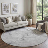 8' Gray And Ivory Abstract Washable Round Rug With UV Protection - HomeRoots - Flyclothing LLC