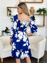 Double Take Full Size Floral Ruffle Hem Smocked Dress with Pockets - Trendsi - Flyclothing LLC