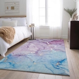 3' X 5' Purple Blue And Ivory Abstract Washable Area Rug With UV Protection - HomeRoots - Flyclothing LLC