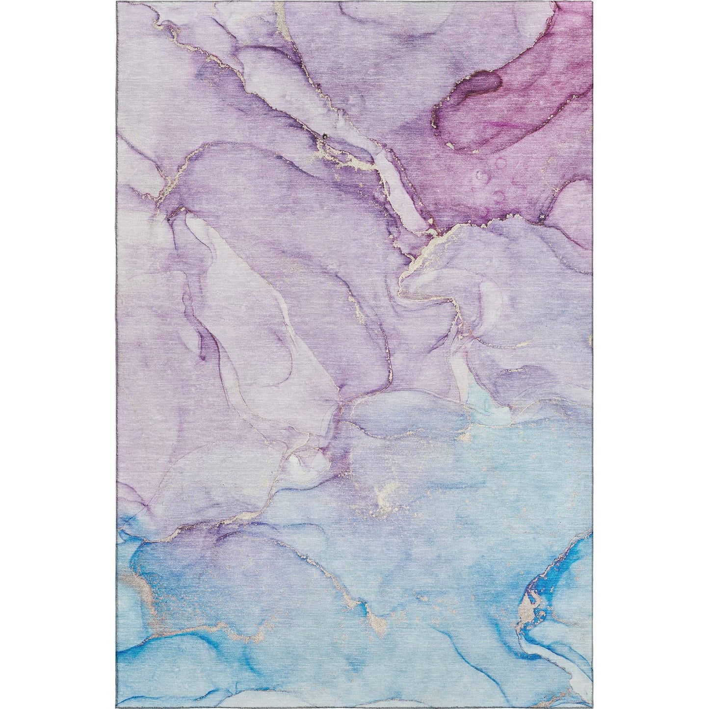 3' X 5' Purple Blue And Ivory Abstract Washable Area Rug With UV Protection - HomeRoots - Flyclothing LLC