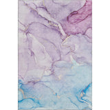 3' X 5' Purple Blue And Ivory Abstract Washable Area Rug With UV Protection - HomeRoots - Flyclothing LLC